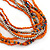 Multistrand Orange/ Metallic Silver Glass Bead Long Necklace - 74cm L - view 5
