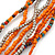 Multistrand Orange/ Metallic Silver Glass Bead Long Necklace - 74cm L - view 3
