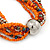 Multistrand Orange/ Metallic Silver Glass Bead Long Necklace - 74cm L - view 4