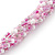 Long Multistrand Twisted Glass Bead Necklace (Baby Pink, White) - 124cm L - view 5