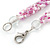 Long Multistrand Twisted Glass Bead Necklace (Baby Pink, White) - 124cm L - view 4