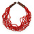 Ethnic Multistrand Red Glass Necklace With Wood Hook Closure - 50cm L - view 6