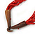 Ethnic Multistrand Red Glass Necklace With Wood Hook Closure - 50cm L - view 4