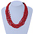 Ethnic Multistrand Red Glass Necklace With Wood Hook Closure - 50cm L - view 2