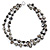 Two Row Black Shell Nugget and Transparent Glass Crystal Bead Necklace - 44cm L