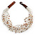 Ethnic Multistrand White/ Nude Glass Necklace With Wood Hook Closure - 50cm L - view 6