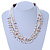 Ethnic Multistrand White/ Nude Glass Necklace With Wood Hook Closure - 50cm L - view 2