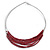 Silver Tone Multistrand Wire Necklace with Garnet Red Acrylic Beads - 52cm L
