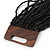 Black Glass Bead Multistrand, Layered Necklace With Wooden Square Closure - 64cm L - view 6