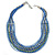 Multistrand Blue/ Teal Glass Bead Collar Style Necklace In Silver Tone Metal - 42cm L/ 4cm Ext