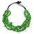 Grass Green Glass Nuggets With Black Cords Necklace - 50cm L