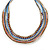 Multistrand White/ Coral/ Blue/ Bronze Glass Bead Collar Style Necklace In Silver Tone Metal - 42cm L/ 4cm Ext - view 5