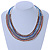 Multistrand White/ Coral/ Blue/ Bronze Glass Bead Collar Style Necklace In Silver Tone Metal - 42cm L/ 4cm Ext - view 2