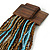 Light Blue/ Bronze/ Brown Glass Bead Multistrand, Layered Necklace With Wooden Square Closure - 52cm L - view 5