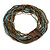 Light Blue/ Bronze/ Brown Glass Bead Multistrand, Layered Necklace With Wooden Square Closure - 52cm L - view 8