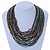 Light Blue/ Bronze/ Brown Glass Bead Multistrand, Layered Necklace With Wooden Square Closure - 52cm L - view 2