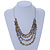 Multistrand Pale Blue Shell Nugget and Gold Tone Flower Bead Wired Necklace In Silver Tone - 60cm L/ 5cm Ext - view 2