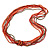 Long Multistrand Pink Salmon, Coral and Bronze Glass/ Acrylic Bead Necklace - 90cm L