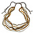 Long Multistrand, Layered Bronze, Transparent, Gold Glass Bead Necklace with Dark Brown Suede Cord - Adjustable - 86cm/ 120cm L - view 6
