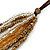 Long Multistrand, Layered Bronze, Transparent, Gold Glass Bead Necklace with Dark Brown Suede Cord - Adjustable - 86cm/ 120cm L - view 4