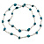 Long Turquoise Stone and Silver Tone Acrylic Bead Necklace - 118cm L - view 6
