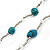 Long Turquoise Stone and Silver Tone Acrylic Bead Necklace - 118cm L - view 7