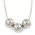 Silver Tone Polished 3 Ball Pendant with Snake Style Chain - 68cm L/ 7cm Ext