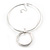 Light Silver Tone Multi Wire with Open Cut Round Pendant Necklace - 44cm L/ 7cm Ext