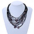 Statement Floating Shell Mutlistrand Black Waxed Cords Necklace - 54cm L/ 8cm Ext - view 2