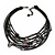 Statement Floating Shell Mutlistrand Black Waxed Cords Necklace - 54cm L/ 8cm Ext