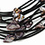 Statement Floating Shell Mutlistrand Black Waxed Cords Necklace - 54cm L/ 8cm Ext - view 3
