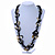 Statement Mother Of Pearl Elements with Black Oval Resin Rings Long Necklace - 104cm L - view 2