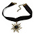 Black Velour Choker Necklace with Bronze Tone Star Pendant - 30cm L/ 6cm Ext - view 6