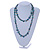 Long Teal Shell Nugget and Chameleon Glass Crystal Bead Necklace - 112cm L - view 3