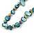 Long Teal Shell Nugget and Chameleon Glass Crystal Bead Necklace - 112cm L - view 4