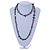 Long Inky Blue, Plum Shell Nugget and Glass Crystal Bead Necklace - 110cm L - view 2