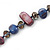 Long Inky Blue, Plum Shell Nugget and Glass Crystal Bead Necklace - 110cm L - view 5
