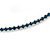 Thin Teal Blue Top Grade Austrian Crystal Choker Necklace In Rhodium Plated Metal - 36cm L/ 10cm Ext - view 3