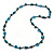 Long Teal Wood, Light Blue Bone Bead Black Cord Necklace - 116cm L - view 5