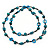 Long Teal Wood, Light Blue Bone Bead Black Cord Necklace - 116cm L - view 6