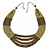 Olive, Bronze Acrylic Bead Multistrand Necklace - 56cm L