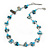 Teal Blue Shell Nugget & Light Blue Ceramic Bead Necklace In Silver Tone - 46cm L/ 3cm Ext