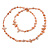 Long Pastel Salmon/ Coral/ Transparent Shell Nugget and Glass Crystal Bead Necklace - 110cm L - view 4