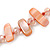Long Pastel Salmon/ Coral/ Transparent Shell Nugget and Glass Crystal Bead Necklace - 110cm L - view 3