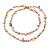 Long Pastel Multicoloured Shell Nugget and Glass Crystal Bead Necklace - 110cm L - view 4