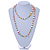 Long Pastel Multicoloured Shell Nugget and Glass Crystal Bead Necklace - 110cm L - view 2