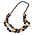 2 Strand Button Shape Wood Bead Necklace In Brown, Black, Natural Colours - 80cm Long - view 3