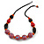 Chunky Wood Bead Cotton Cord Necklace with Scratched Effect (Pink, Orange, Black, Red) - 60cm L