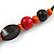 Chunky Wood Bead Cotton Cord Necklace with Scratched Effect (Pink, Orange, Black, Red) - 60cm L - view 4