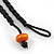 Chunky Wood Bead Cotton Cord Necklace with Scratched Effect (Pink, Orange, Black, Red) - 60cm L - view 5